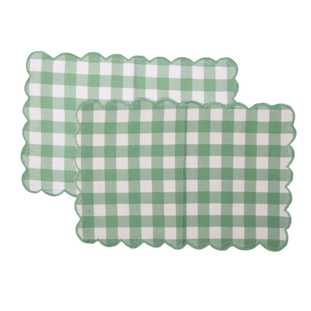SET DE 2 INDIVIDUALES GALATSI LINO-Y-ALGODON VERDE/BLANCO