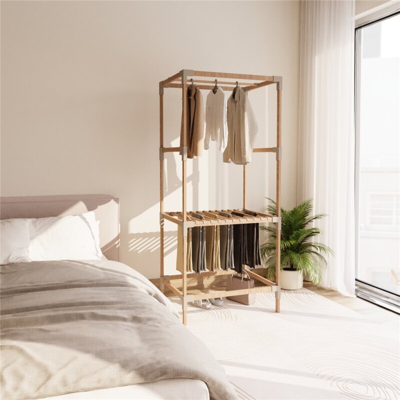ORGANIZADOR/PERCHERO 156X46X75CM MADERA Y PP ORGANIZADOR/PERCHERO 156X46X75CM MADERA Y PP