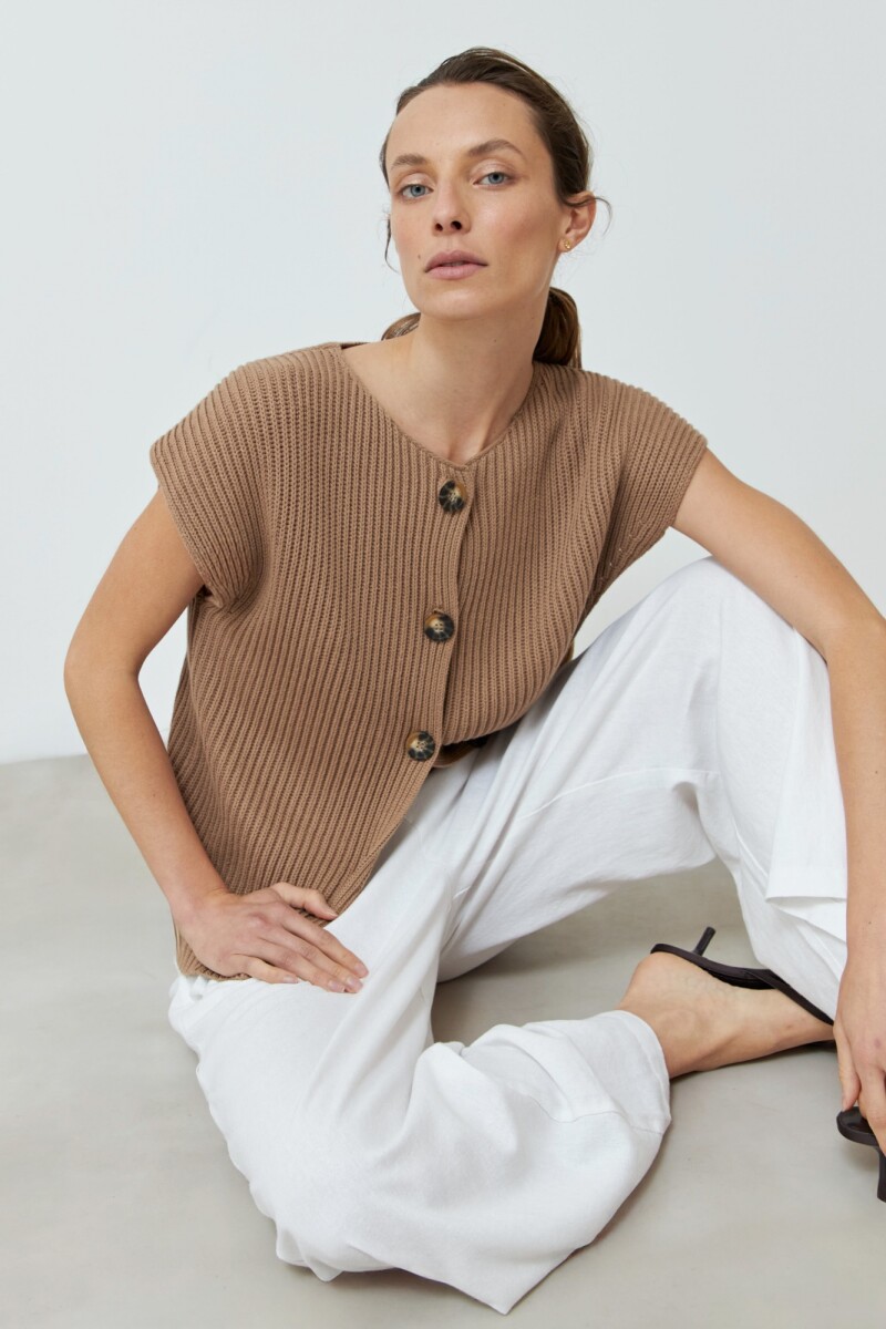 Cardigan manga corta - tostado 