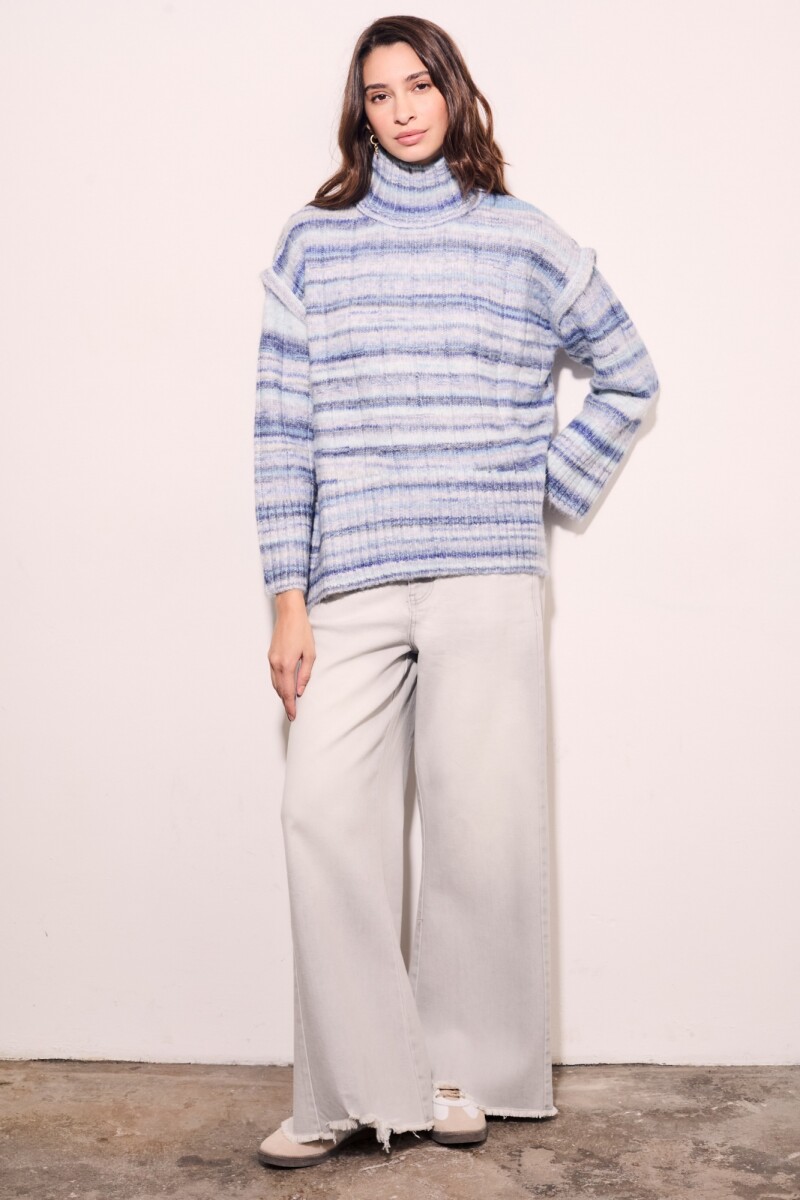 Polera Texturada Multi Celeste