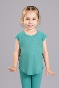 Remera Deportiva para Niñas. Verde Oscuro