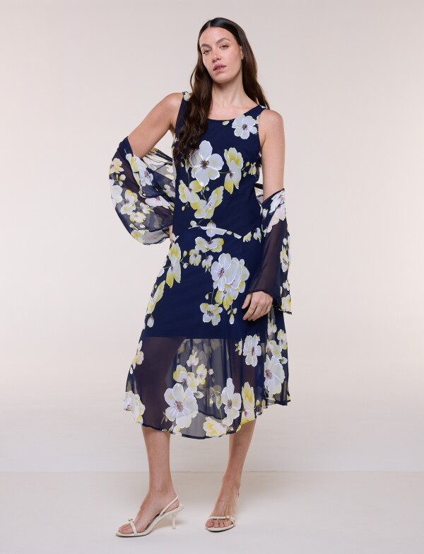 Conjunto Gasa Vestido & Capa AZUL