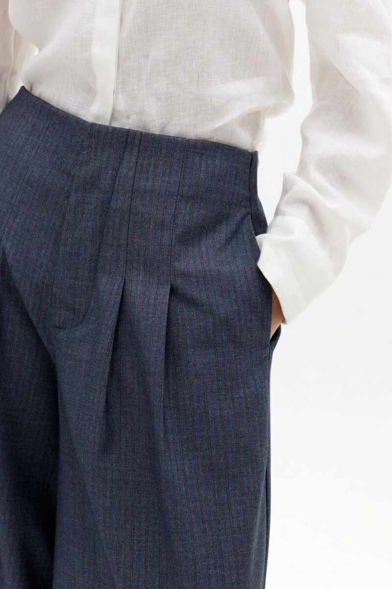 Pantalón Super Culotte en Twill Azul Piedra