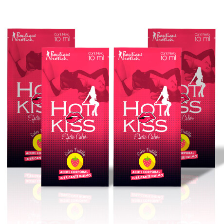 PACK x4 Sachets Hot Kiss Frutilla10 ml Lubricante Íntimo PACK x4 Sachets Hot Kiss Frutilla10 ml Lubricante Íntimo