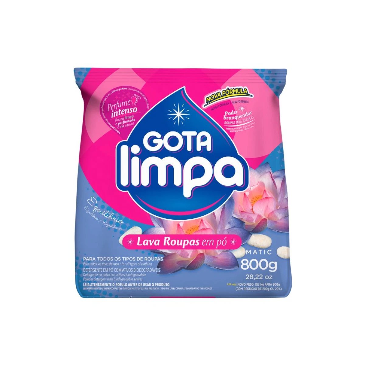 DETERGENTE EN POLVO MATIC GOTA LIMPA 800G EQUILIBRIO 