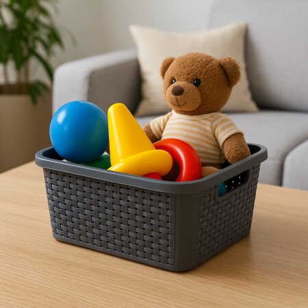 CAJA ORGANIZADORA SIMIL RATTAN N1 5,8 LITROS GRIS
