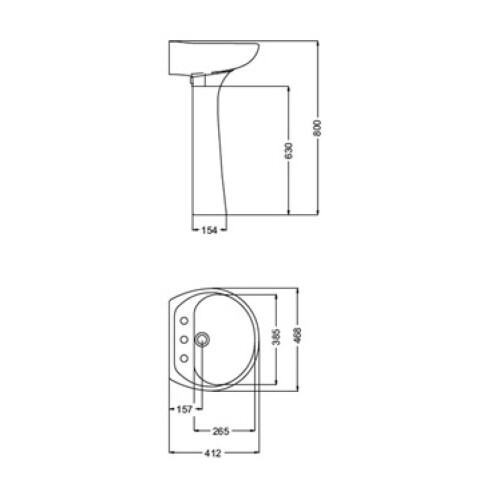 PILETA PARA PEDESTAL ANDINA BLANCO BRILLO 1 AGUJERO 000