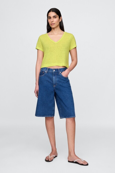 Remera Lino Crop Manga Corta Mujer Limeade 13-0645 Tcx