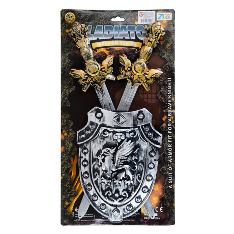 Set medieval con 2 espadas y escudo Set medieval con 2 espadas y escudo