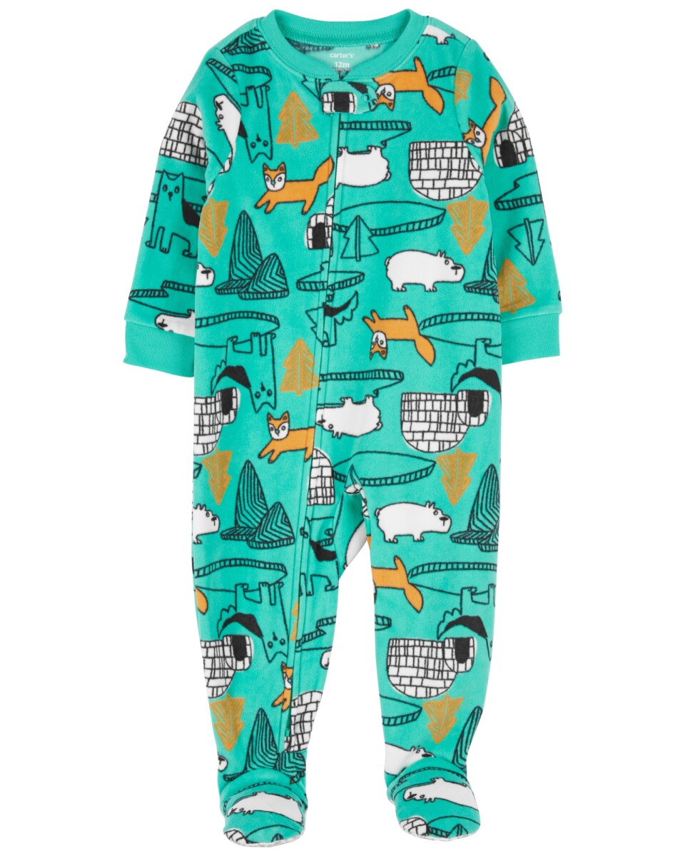 Pijama una pieza de micropolar, con pie, diseño iglú 