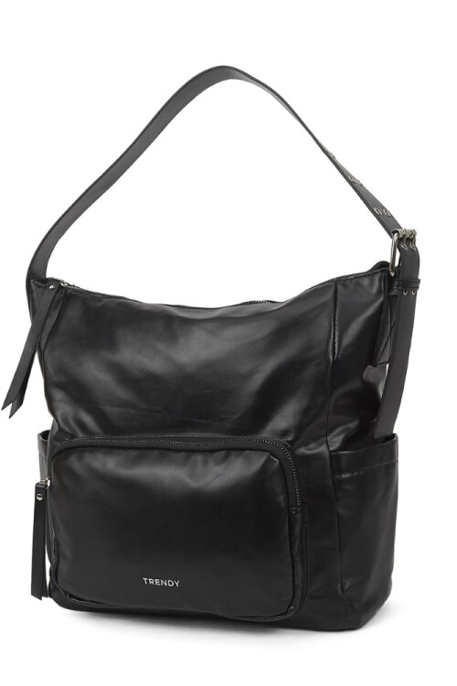 Bolso con bolsillo frontal y lateral Negro