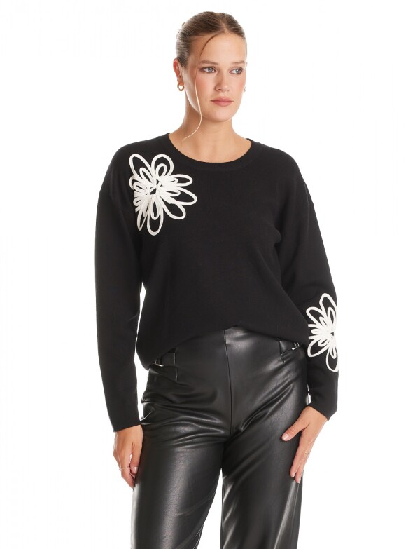 Buzo Flores NEGRO