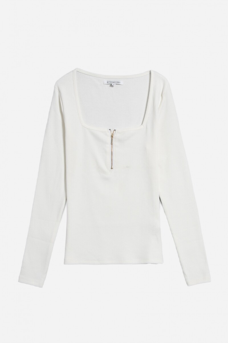 Remera m/l con cierre frontal - Blanco 