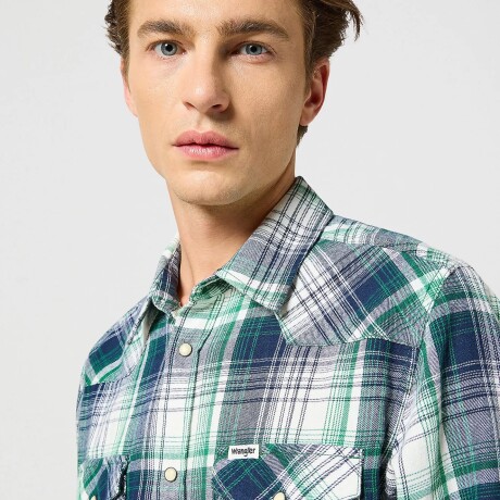 Camisa Wrangler de Hombre - 1 PKT SHIRT - W112357242GREEN GREEN