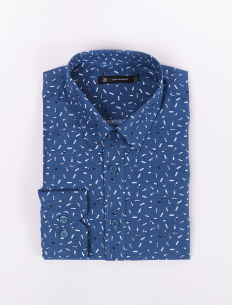 Camisa m/l estampada blue