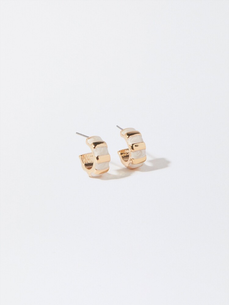 Aros De Esmalte beige