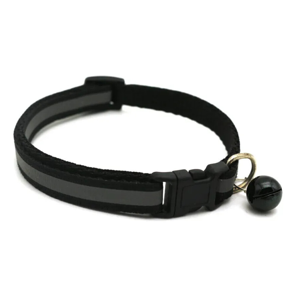 Collar Para Gato Ajustable Reflectivo Con Cascabel NEGRO