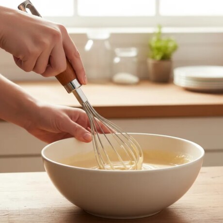 Batidor Manual de Acero Inoxidable con Mango de Madera 28cm Batidor Manual de Acero Inoxidable con Mango de Madera 28cm