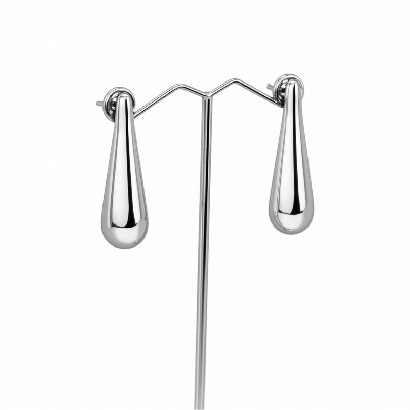 Caravanas Gota larga - Plata inflada - CA4331 sinpiedra