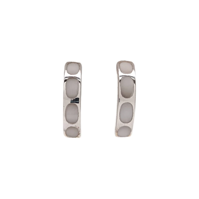 Caravana Medio Aro Nácar-Plata 925-Piedra Nácar-CA3095 conpiedra