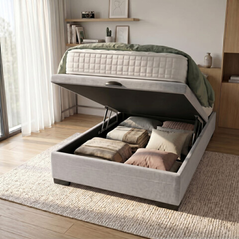 Base para Sommier Colchón Baul 1 Plaza - 78 x 188 x 35 cm - Estructura Madera Maciza - Gris Base para Sommier Colchón Baul 1 Plaza - 78 x 188 x 35 cm - Estructura Madera Maciza - Gris