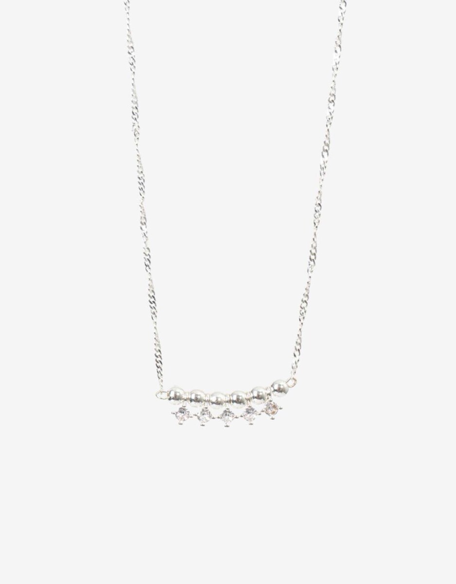 Collar Con Charm De Cubic Zirconia - Plateado 