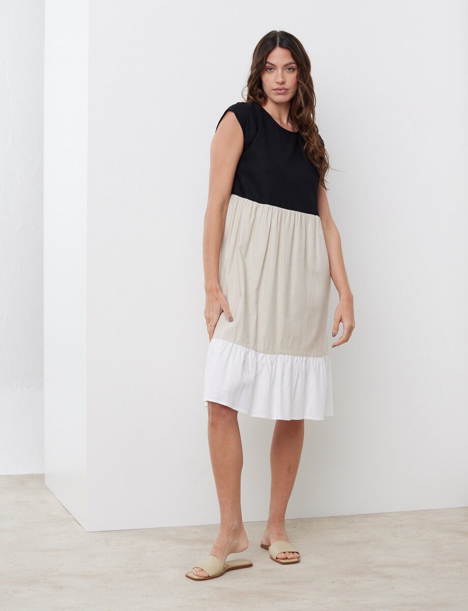 Vestido Lino - Multi/beige 