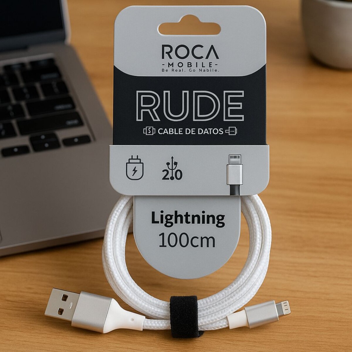 CABLE DE DATOS USB A LIGHTNING 100CM ROCA 