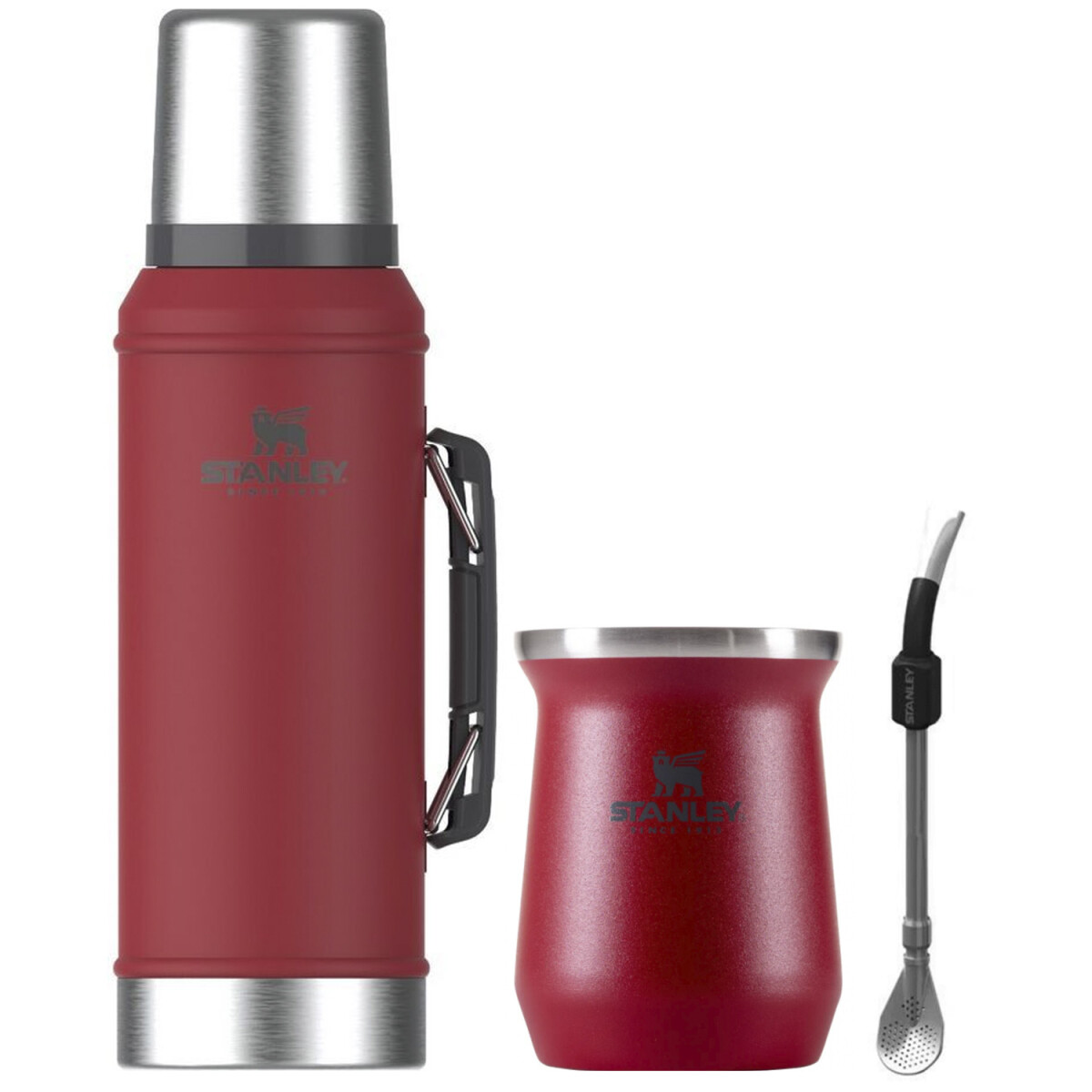 Combo Stanley Termo Classic 940ml + Mate en Acero Inox. 230ml + Bombilla Spoon - Rojo 