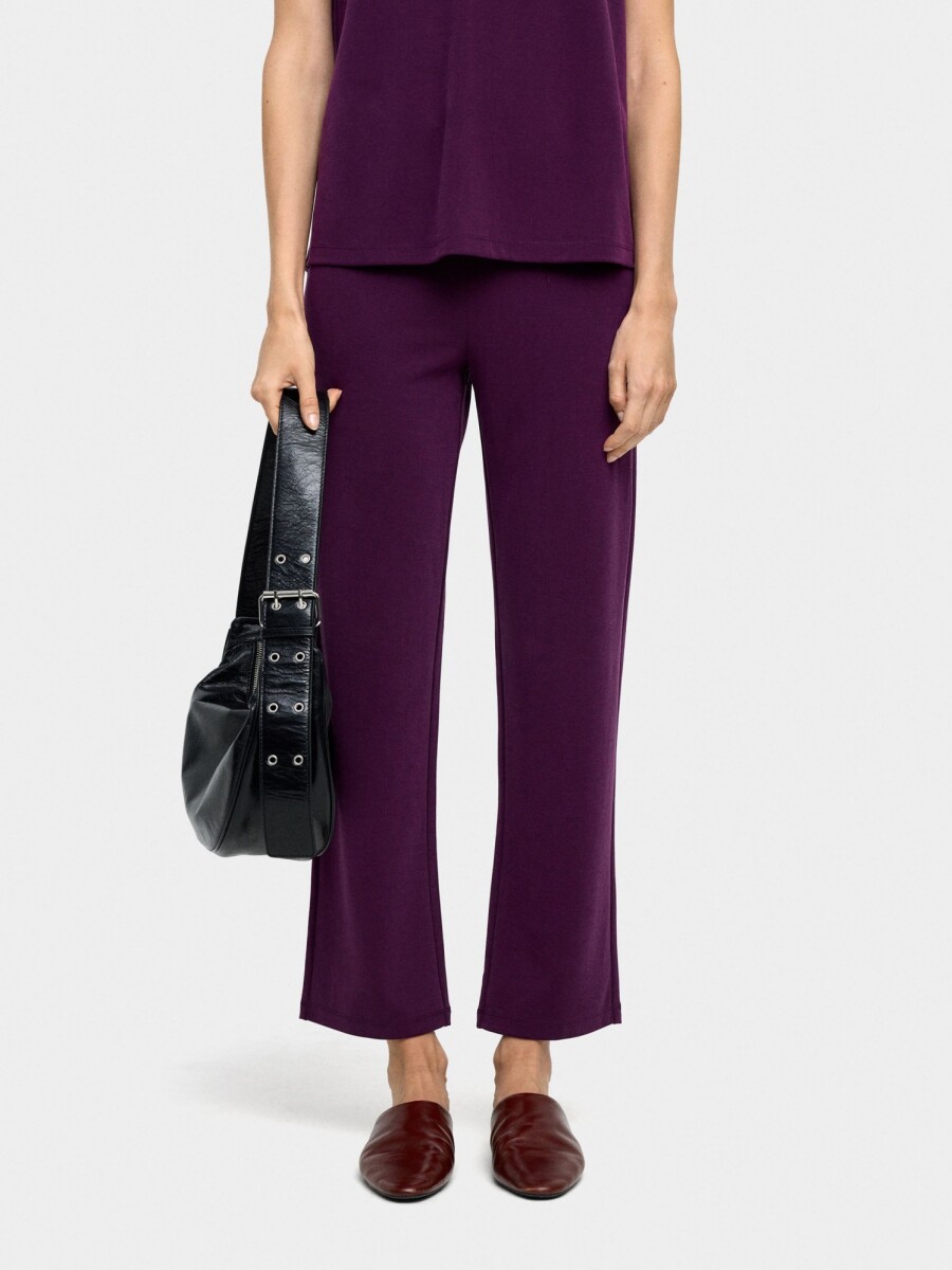 Pantalón Rectos Con Pinzas burdeos