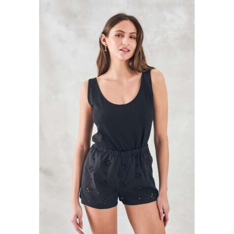 Musculosa Algodon Peinado Negro