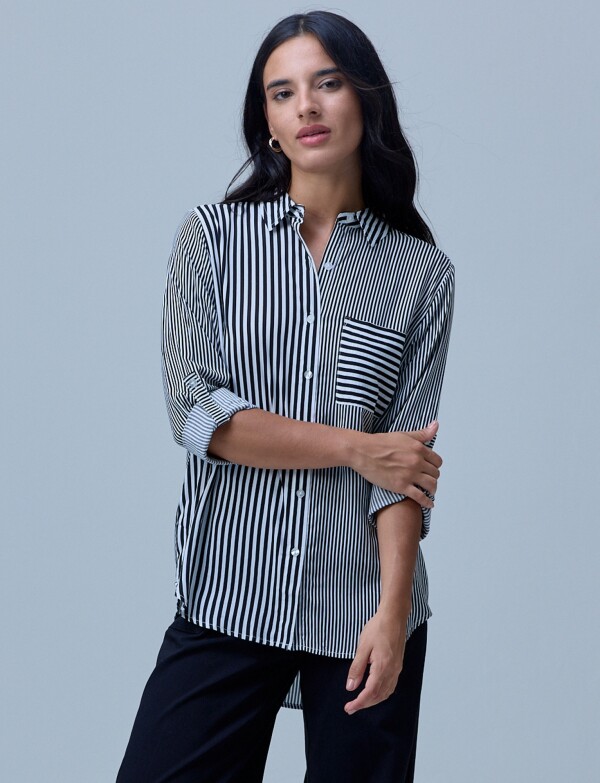 Camisa Lineas NEGRO/BLANCO