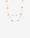 Bijouterie Set Metal Set De Aros Pasantes Y Collar Corazones - Dorado