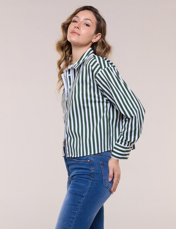 Camisa Crop Lineas VERDE/MULTI