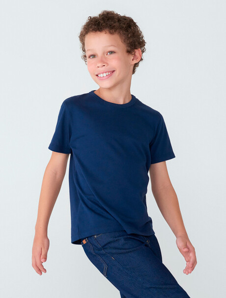 CAMISETA BÁSICA INFANTIL MANGA CORTA AZUL OSCURO