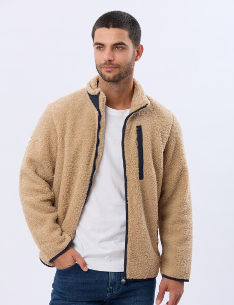 CAMPERA DE CORDERITO y POLAR Beige