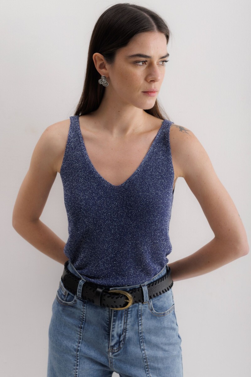 Musculosa Sira - Azul Lurex 