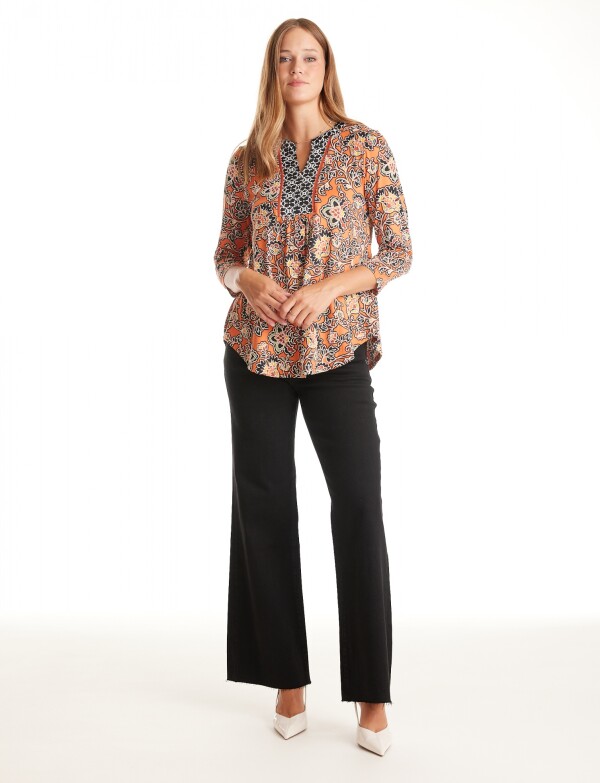 Blusa Flores Paisley ANARANJADO/MULTI