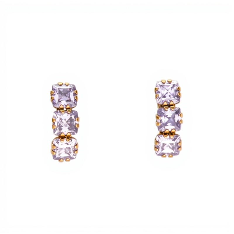 Caravanas pendiente Amatista Trinity- Oro bajo - Amatista - CA8071 conpiedra
