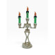 Candelabro Esqueleto 3 velas con luz led Decoración Halloween Verde con base blanca