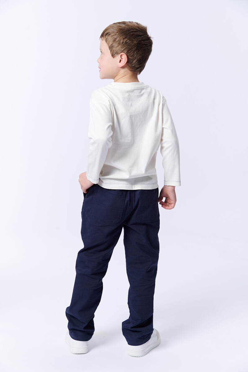 REMERA Manga larga ESTAMPA Contraste Pespunte Blanca