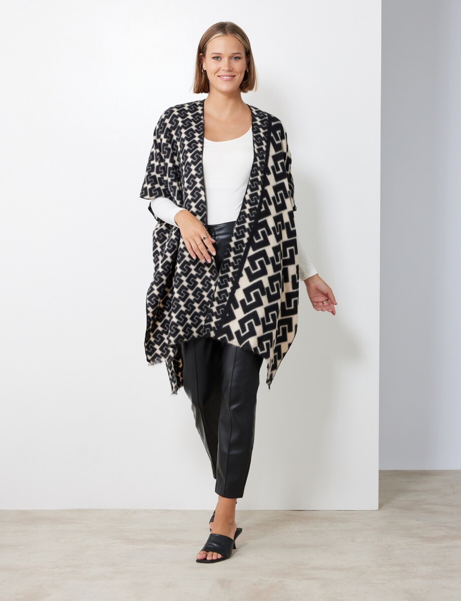 Kimono Soft Printed - Negro/beige 