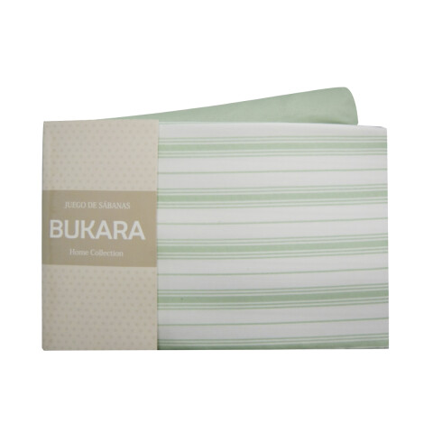 Juego Sábanas Queen Size Bukara 100% Microfibra 250 RAYAS MENTA