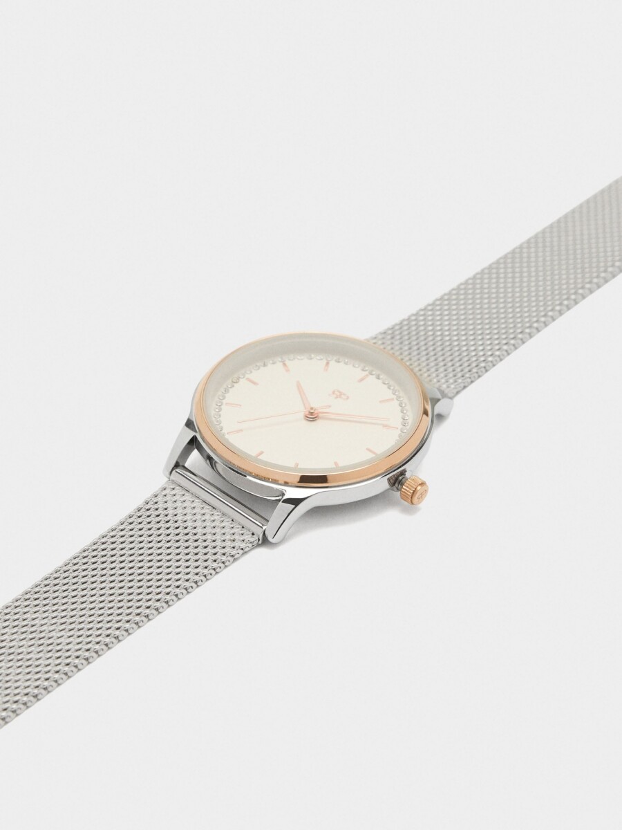 Reloj Bicolor Con Punto Metálico De Acero Inoxidable bicolor