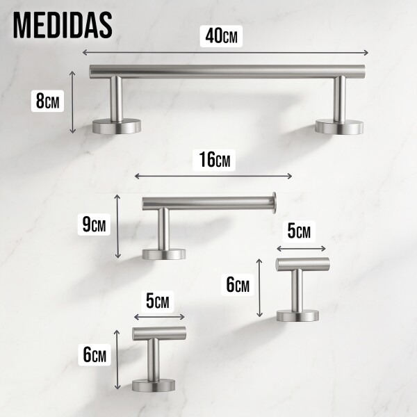 Set Accesorios De Baño Juego De 4 Piezas De Acero Inoxidable Percha Organizador Imback Color Plateado Set Accesorios De Baño Juego De 4 Piezas De Acero Inoxidable Percha Organizador Imback Color Plateado