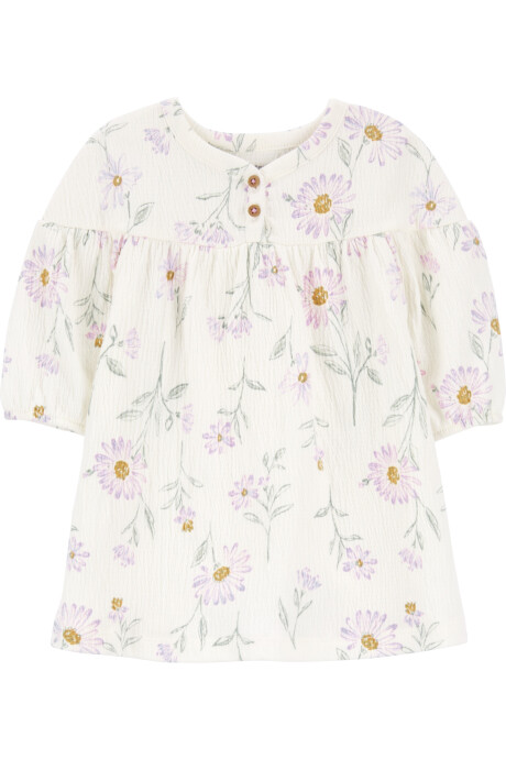 Vestido de gasa, diseño floral Vestido de gasa, diseño floral