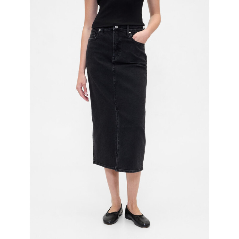 V-DENIM MIDI SKIRT BLACK 1