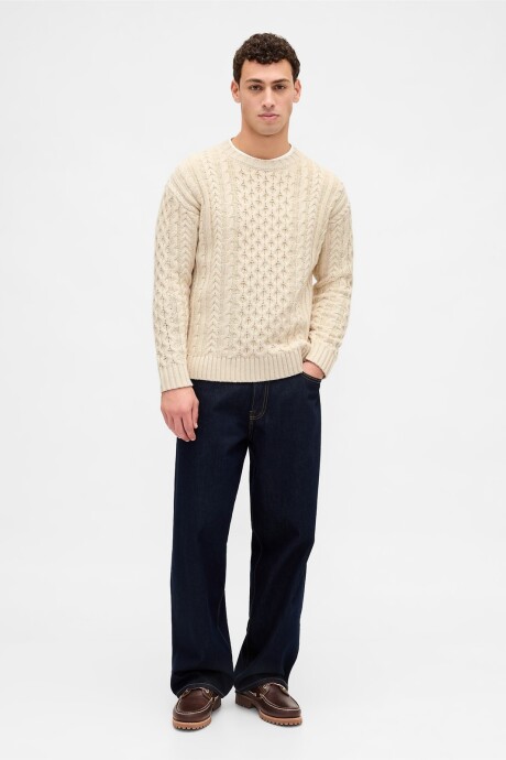Buzo Cable Heavy Hombre Cream