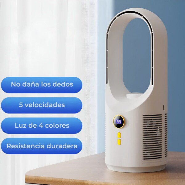 Ventilador Recargable Escritorio Sin Aspas Portatil Luz Led Variante Color Blanco