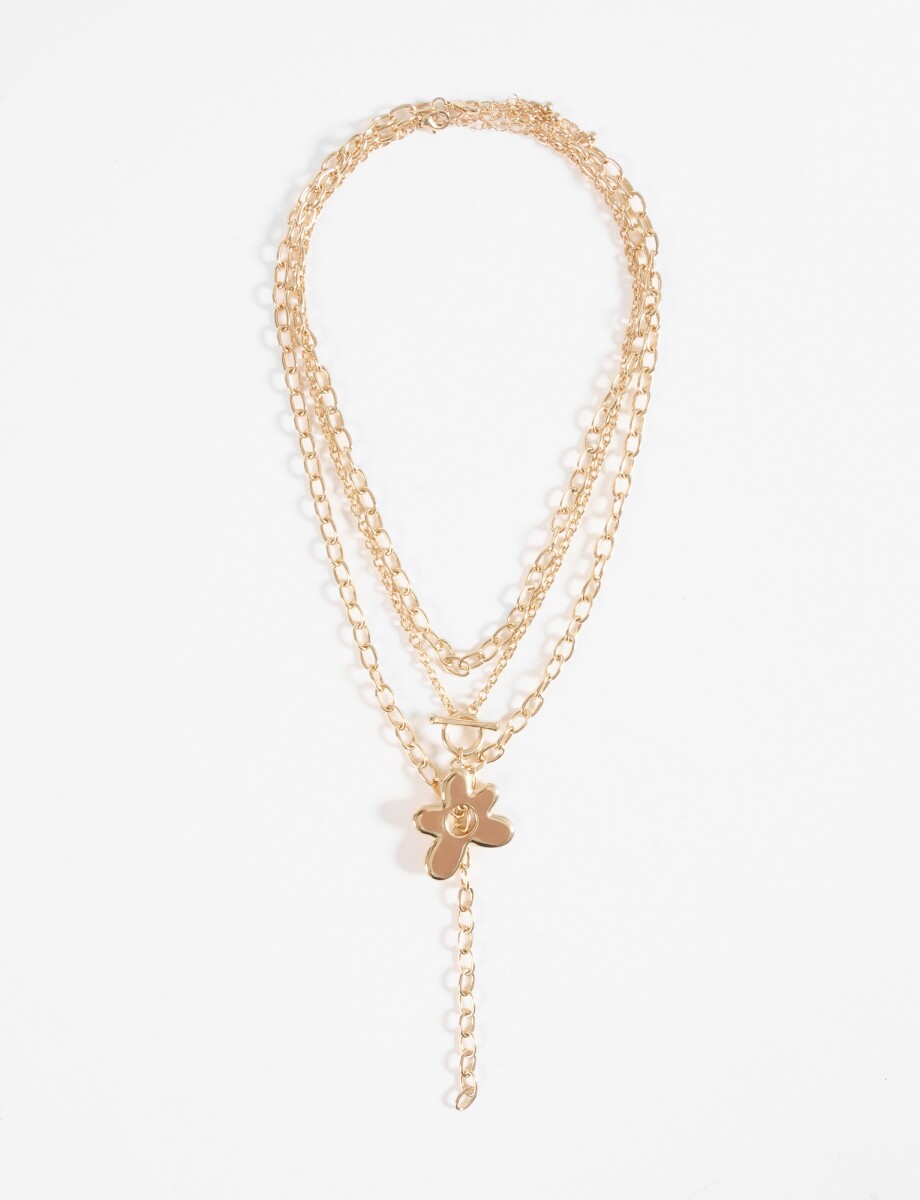Collar cadenas dije flor - dorado 